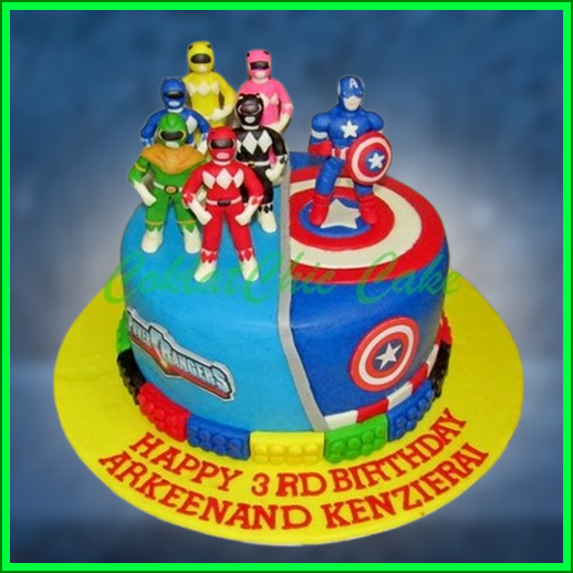 Cake Power Rangers & Captain America – ARKEENAND – COKLATCHIC CAKE Est.2004